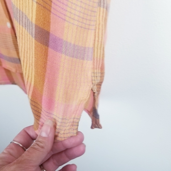 Lucky Brand Plaid Button Front Short Sleeve Top NWT - Picture 6 of 9